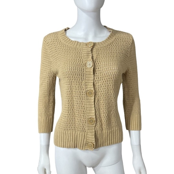Tommy Hilfiger Beige Long Sleeve Knit Button Down - Picture 3 of 10